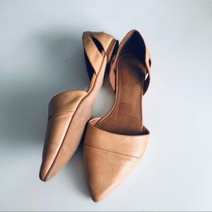Madewell 8.5 Pointed Toe D'Orsay Leather Flat Tan